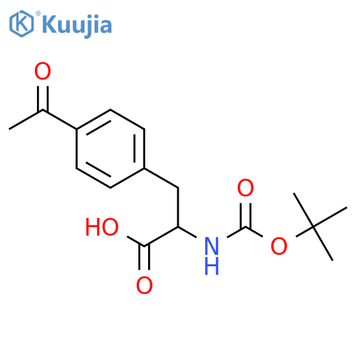 (2S)-3-(4-acetylphenyl)-2-(tert-butoxycarbonylamino)propanoic acid structure