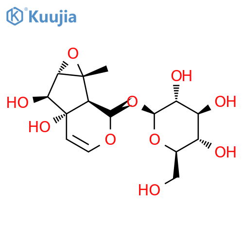 beta-D-Glucopyranoside, (1aR,1bS,2S,5aS,6S,6aS)-1a,1b,2,5a,6,6a-hexahydro-5a,6-dihydroxy-1a-methyloxireno(4,5)cyclopenta(1,2-C)pyran-2-yl structure