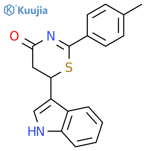4H-1,3-Thiazin-4-one, 5,6-dihydro-6-(1H-indol-3-yl)-2-(4-methylphenyl)- structure