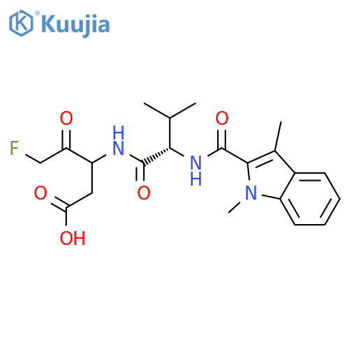 3-[2(S)-(1,3-Dimethyl-1H-indol-2-ylcarboxamido)-3-methylbutanamido]-5-fluoro-4-oxopentanoic acid structure