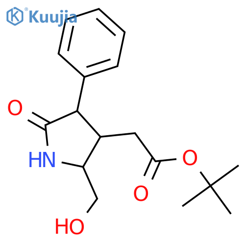 3-Pyrrolidineacetic acid, 2-(hydroxymethyl)-5-oxo-4-phenyl-, 1,1-dimethylethyl ester, (2S,3S,4R)- structure