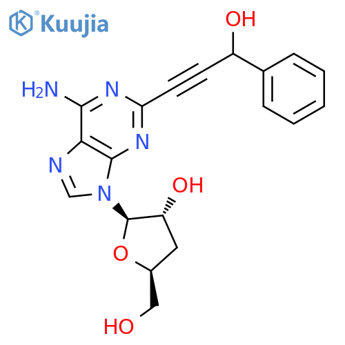 Adenosine, 3'-deoxy-2-(3-hydroxy-3-phenyl-1-propynyl)- structure