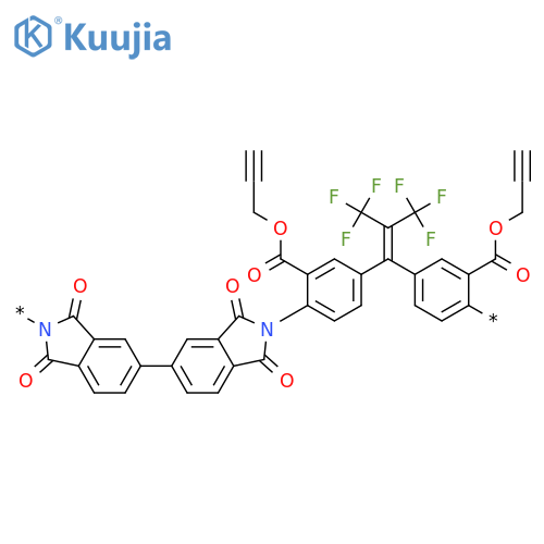 Poly[(1,3-dihydro-1,3-dioxo-2H-isoindole-2,5-diyl)[2,2,2-trifluoro-1-(trifluoromethyl)ethylidene](1,3-dihydro-1,3-dioxo-2H-isoindole-5,2-diyl)[2-[(2-propynyloxy)carbonyl]-1,4-phenylene]methylene[3-[(2-propynyloxy)carbonyl]-1,4-phenylene]] structure