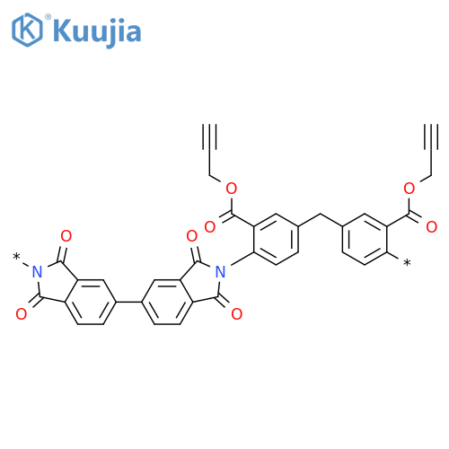 Poly[(1,1',3,3'-tetrahydro-1,1',3,3'-tetraoxo[5,5'-bi-2H-isoindole]-2,2'-diyl)[2-[(2-propynyloxy)carbonyl]-1,4-phenylene]methylene[3-[(2-propynyloxy)carbonyl]-1,4-phenylene]] structure