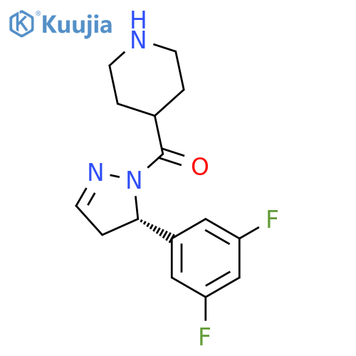 Methanone, [(5S)-5-(3,5-difluorophenyl)-4,5-dihydro-1H-pyrazol-1-yl]-4-piperidinyl- structure