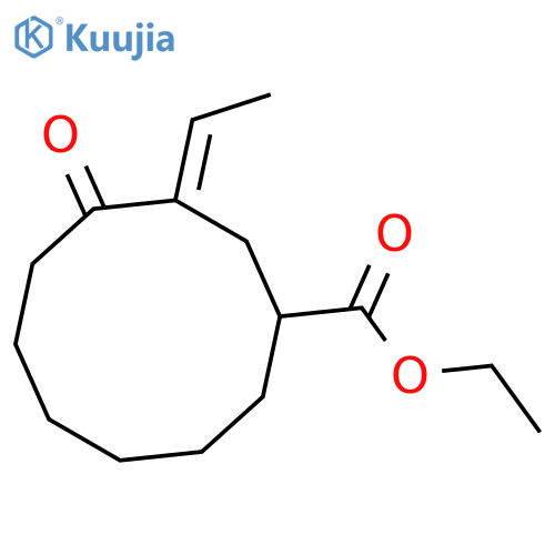Cyclodecanecarboxylic acid, 3-ethylidene-4-oxo-, ethyl ester, (E)- structure
