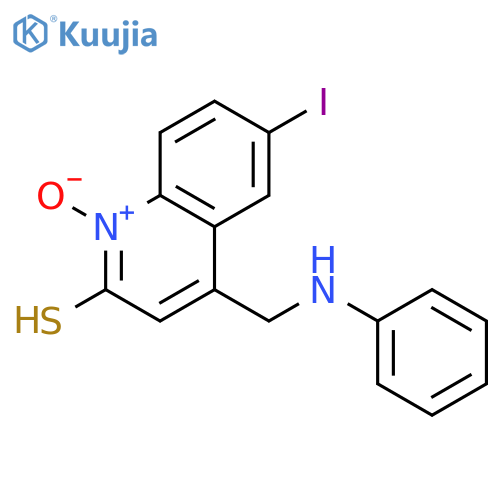 2-Quinolinethiol, 6-iodo-4-[(phenylamino)methyl]-, 1-oxide structure