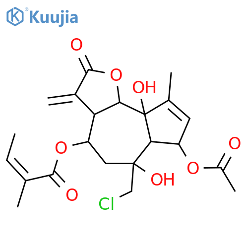 (3aR,4R,6R,6aR,7R,9aS,9bS)-7-(acetyloxy)-6-(chloromethyl)-6,9a-dihydroxy-9-methyl-3-methylidene-2-oxo-2,3,3a,4,5,6,6a,7,9a,9b-decahydroazuleno[4,5-b]furan-4-yl (2Z)-2-methylbut-2-enoate structure