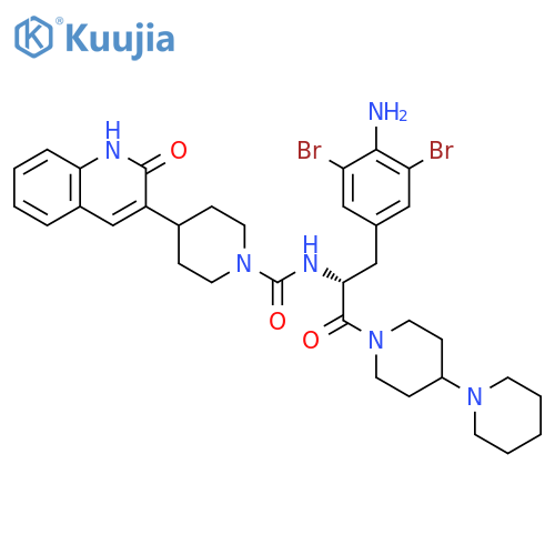 1-Piperidinecarboxamide,N-[(1R)-1-[(4-amino-3,5-dibromophenyl)methyl]-2-[1,4'-bipiperidin]-1'-yl-2-oxoethyl]-4-(1,2-dihydro-2-oxo-3-quinolinyl)- structure