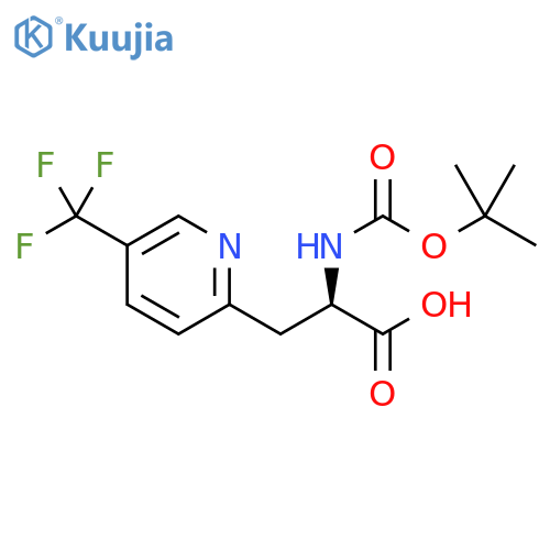 (2R)-2-(tert-butoxycarbonylamino)-3-[5-(trifluoromethyl)-2-pyridyl]propanoic acid structure
