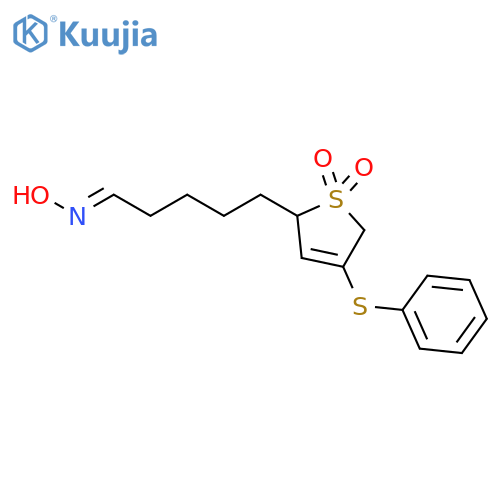 2-Thiophenepentanal, 2,5-dihydro-4-(phenylthio)-, oxime, 1,1-dioxide structure