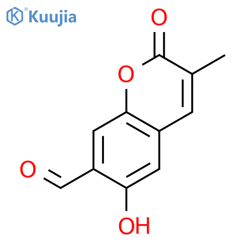 2H-1-Benzopyran-7-carboxaldehyde, 6-hydroxy-3-methyl-2-oxo- structure