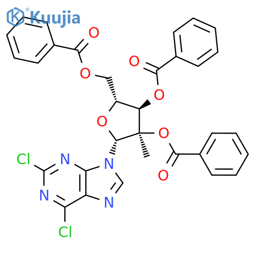 2,6-Dichloro-9-(2-c-methyl-2,3,5-tri-O-benzoyl-beta-D-ribofuranosyl)purine structure