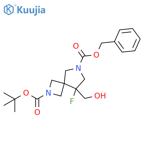O6-benzyl O2-tert-butyl 8-fluoro-8-(hydroxymethyl)-2,6-diazaspiro[3.4]octane-2,6-dicarboxylate structure