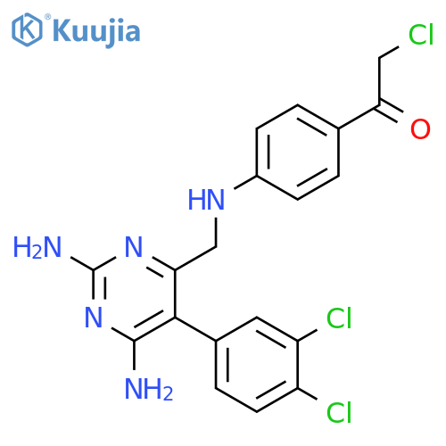 2-chloro-1-[4-[[2,6-diamino-5-(3,4-dichlorophenyl)pyrimidin-4-yl]methylamino]phenyl]ethanone structure
