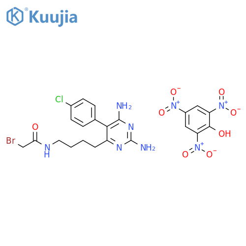 2-bromo-n-[4-[2,6-diamino-5-(4-chlorophenyl)pyrimidin-4-yl]butyl]acetamide;2,4,6-trinitrophenol structure