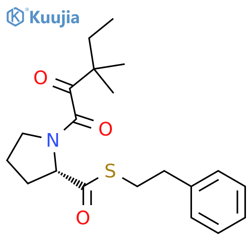 2-Pyrrolidinecarbothioic acid, 1-(3,3-dimethyl-1,2-dioxopentyl)-, S-(2-phenylethyl) ester, (2S)- structure