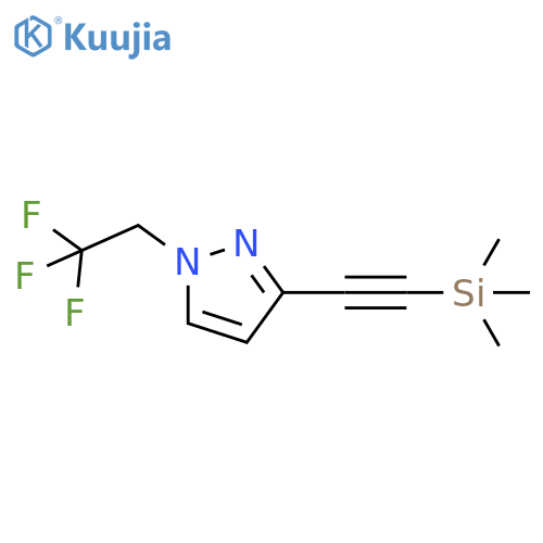 1H-Pyrazole, 1-(2,2,2-trifluoroethyl)-3-[2-(trimethylsilyl)ethynyl]- structure