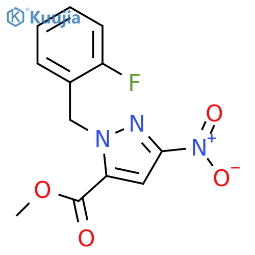 1H-Pyrazole-5-carboxylic acid, 1-[(2-fluorophenyl)methyl]-3-nitro-, methyl ester structure