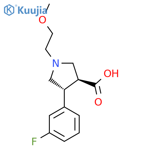 (3S,4R)-4-(3-Fluorophenyl)-1-(2-methoxyethyl)pyrrolidine-3-carboxylic acid structure