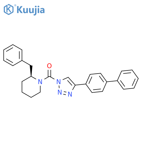 (4-[1,1'-biphenyl]-4-yl-1H-1,2,3-triazol-1-yl)[(2S)-2-(phenylmethyl)-1-piperidinyl]-methanone structure