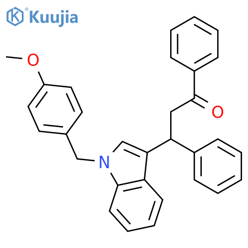 1-Propanone, 3-[1-[(4-methoxyphenyl)methyl]-1H-indol-3-yl]-1,3-diphenyl- structure