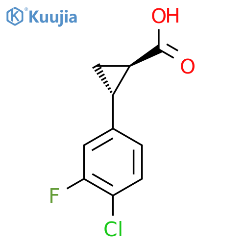 (1R,2R)-Rel-2-(4-chloro-3-fluorophenyl)cyclopropane-1-carboxylic acid structure