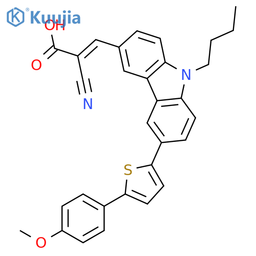 2-Propenoic acid, 3-[9-butyl-6-[5-(4-methoxyphenyl)-2-thienyl]-9H-carbazol-3-yl]-2-cyano-, (2E)- structure