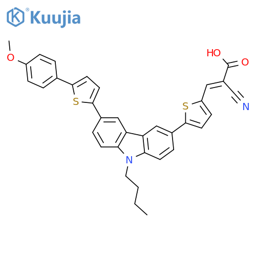 2-Propenoic acid, 3-[5-[9-butyl-6-[5-(4-methoxyphenyl)-2-thienyl]-9H-carbazol-3-yl]-2-thienyl]-2-cyano-, (2E)- structure