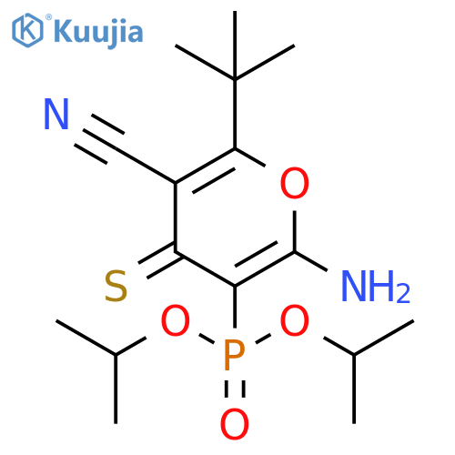 Phosphonic acid,[2-amino-5-cyano-6-(1,1-dimethylethyl)-4-thioxo-4H-pyran-3-yl]-,bis(1-methylethyl) ester structure