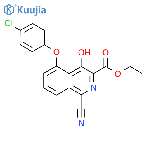 Ethyl 5-(4-chlorophenoxy)-1-cyano-4-hydroxyisoquinoline-3-carboxylate structure
