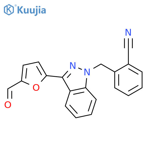 Benzonitrile, 2-[[3-(5-formyl-2-furanyl)-1H-indazol-1-yl]methyl]- structure