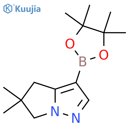 5,5-dimethyl-3-(tetramethyl-1,3,2-dioxaborolan-2-yl)-4H,5H,6H-pyrrolo[1,2-b]pyrazole structure