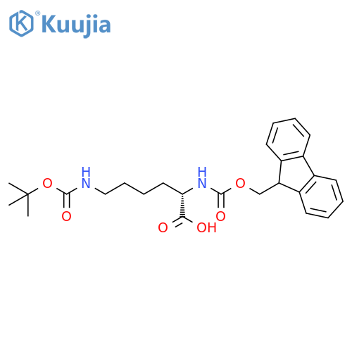 6-{[(tert-butoxy)carbonyl]amino}-2-({[(9H-fluoren-9-yl)methoxy]carbonyl}amino)hexanoic acid structure