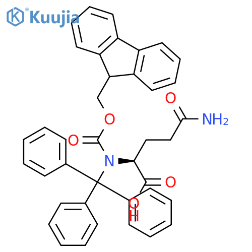 2-({(9H-fluoren-9-yl)methoxycarbonyl}amino)-4-(triphenylmethyl)carbamoylbutanoic acid structure