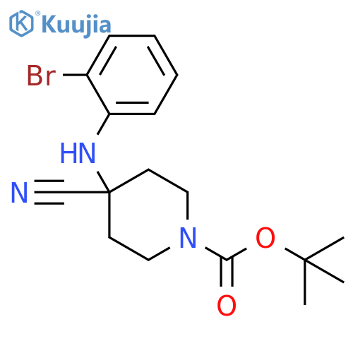 tert-butyl 4-((2-bromophenyl)amino)-4-cyanopiperidine-1-carboxylate structure