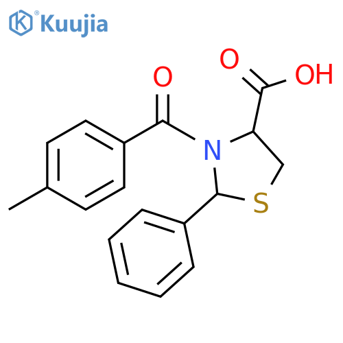 3-(4-methylbenzoyl)-2-phenylthiazolidine-4-carboxylic acid structure
