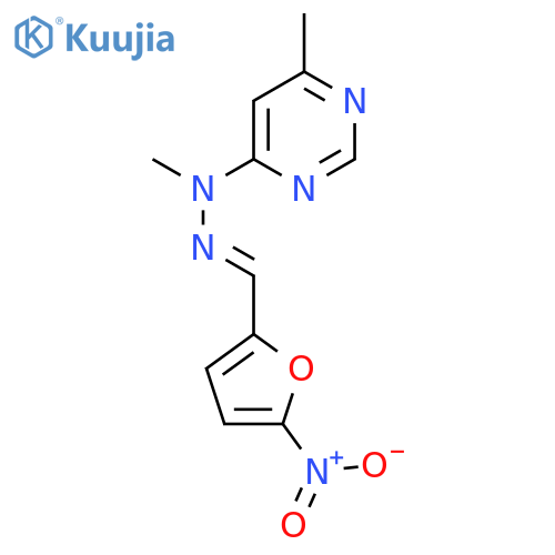 4-methyl-6-{(2E)-1-methyl-2-[(5-nitrofuran-2-yl)methylidene]hydrazinyl}pyrimidine structure