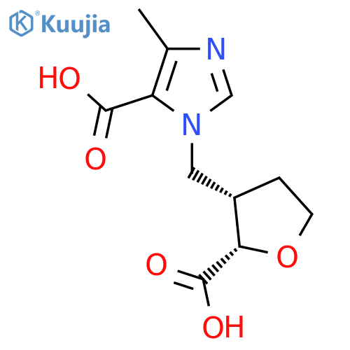 rac-1-{(2R,3R)-2-carboxyoxolan-3-ylmethyl}-4-methyl-1H-imidazole-5-carboxylic acid structure