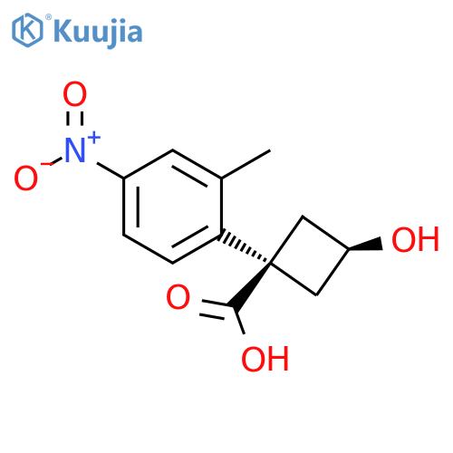(1s,3s)-3-hydroxy-1-(2-methyl-4-nitrophenyl)cyclobutane-1-carboxylic acid structure