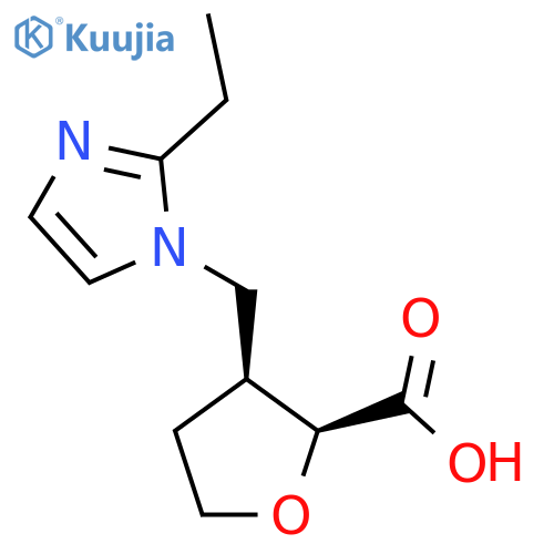 rac-(2R,3R)-3-(2-ethyl-1H-imidazol-1-yl)methyloxolane-2-carboxylic acid structure