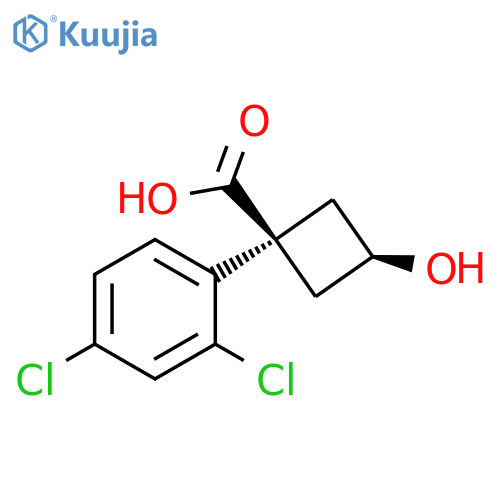 (1s,3s)-1-(2,4-dichlorophenyl)-3-hydroxycyclobutane-1-carboxylic acid structure