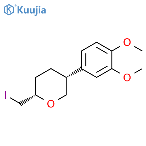 (2S,5R)-5-(3,4-dimethoxyphenyl)-2-(iodomethyl)oxane structure