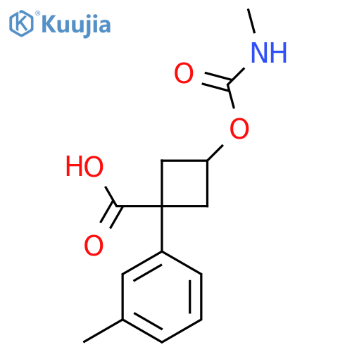 (1s,3s)-3-(methylcarbamoyl)oxy-1-(3-methylphenyl)cyclobutane-1-carboxylic acid structure