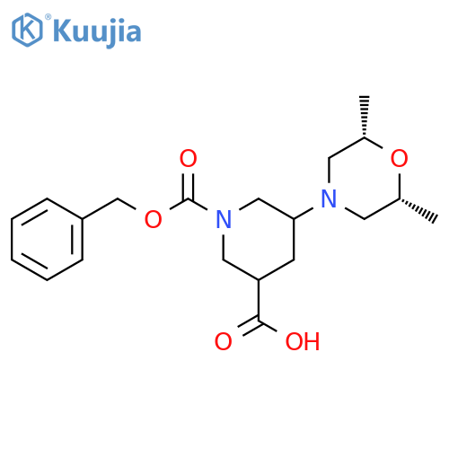 1-(benzyloxy)carbonyl-5-(2R,6S)-2,6-dimethylmorpholin-4-ylpiperidine-3-carboxylic acid structure