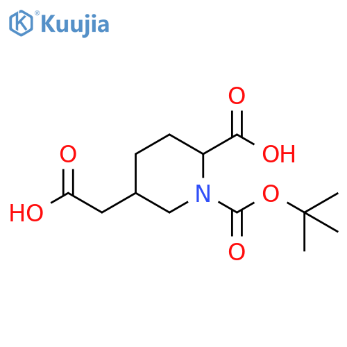 1-(tert-butoxy)carbonyl-5-(carboxymethyl)piperidine-2-carboxylic acid structure