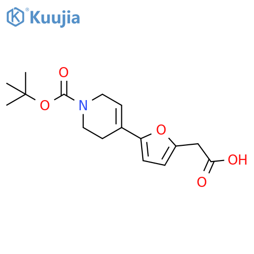 2-(5-{1-(tert-butoxy)carbonyl-1,2,3,6-tetrahydropyridin-4-yl}furan-2-yl)acetic acid structure