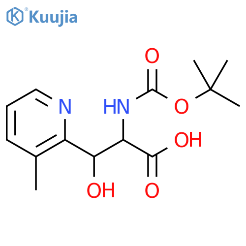 2-{(tert-butoxy)carbonylamino}-3-hydroxy-3-(3-methylpyridin-2-yl)propanoic acid structure