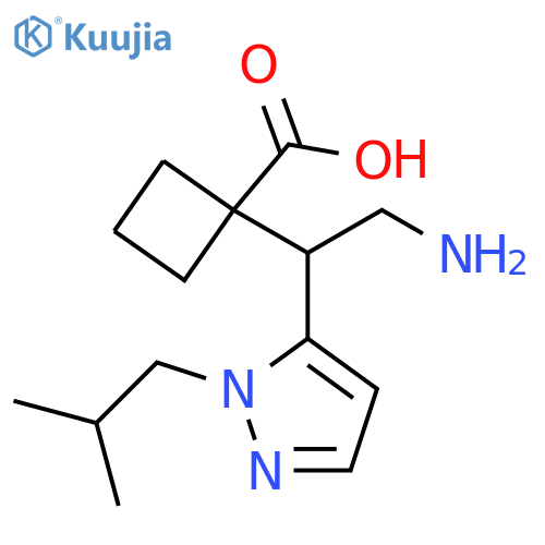 1-{2-amino-1-1-(2-methylpropyl)-1H-pyrazol-5-ylethyl}cyclobutane-1-carboxylic acid structure