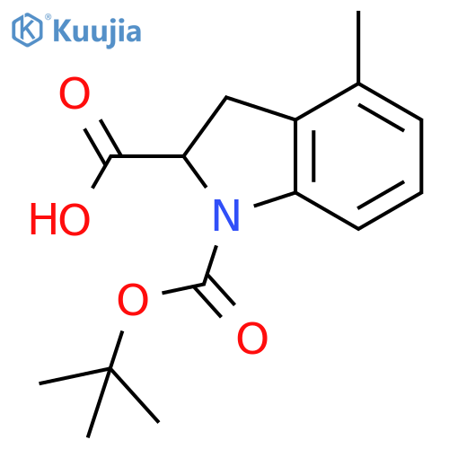 1-(Tert-butoxy)carbonyl-4-methyl-2,3-dihydro-1H-indole-2-carboxylic Acid structure